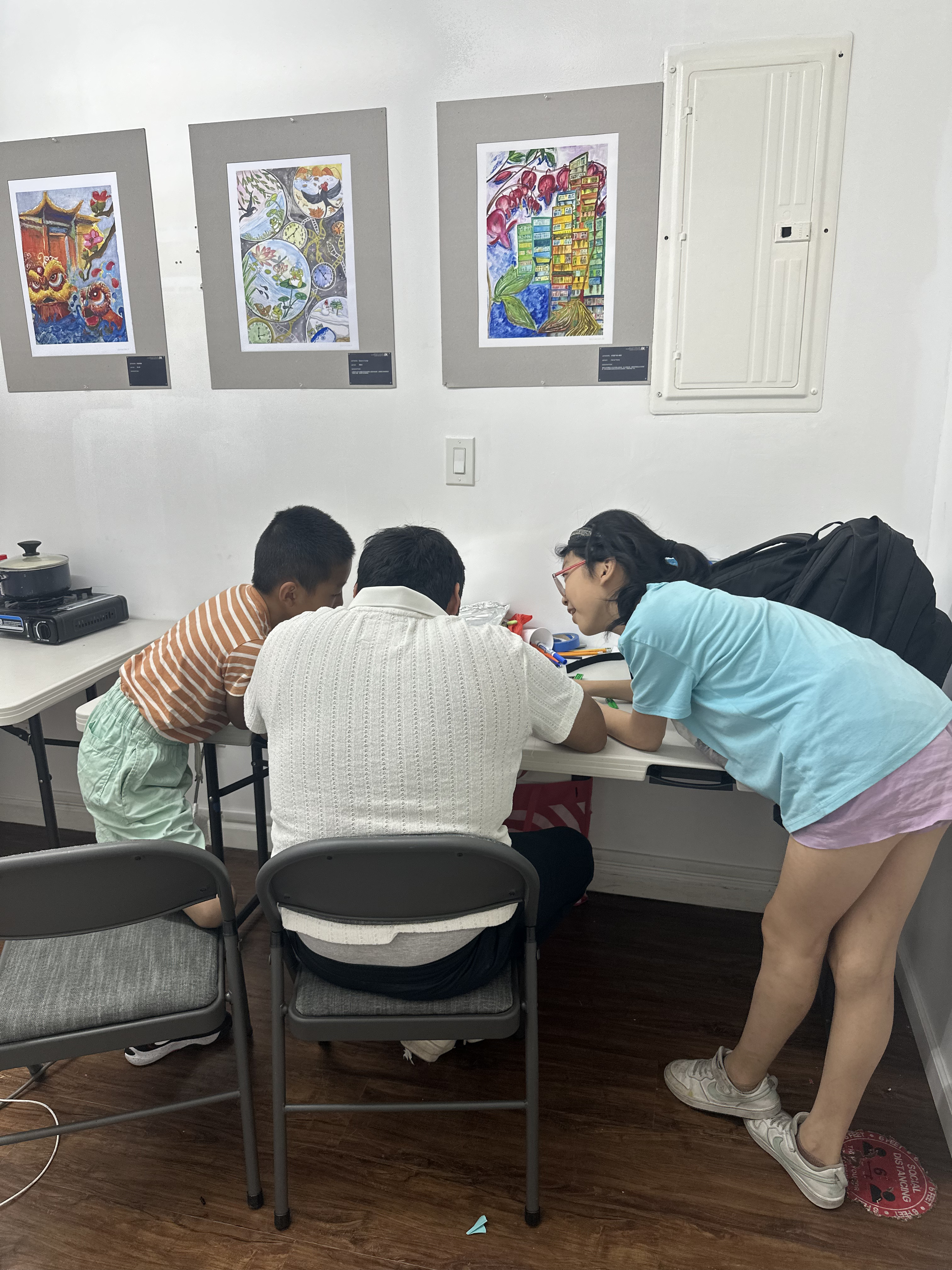 Students working on robot design