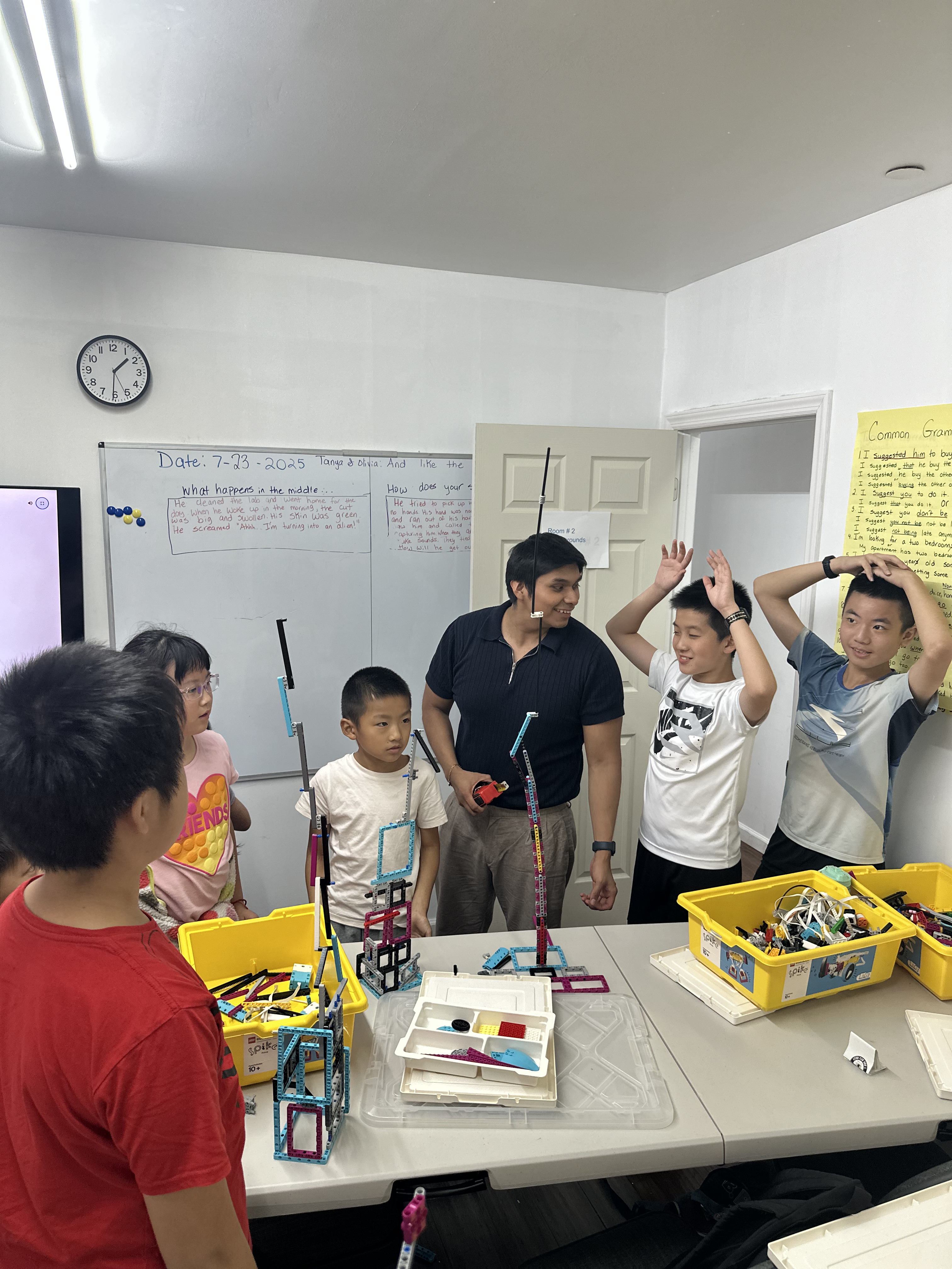 Students learning robotics through building